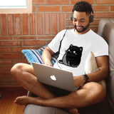 Fat Cat Men's Pure Cotton T-shirt - Casual Round Neck, Slightly Elastic, Suitable For Four Seasons Knitted Fabric, Classic Fit Adult Shirt, Pet Couple Shirt