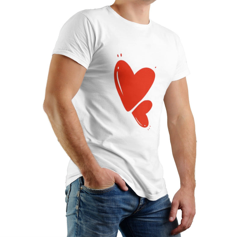 Love Men's Pure Cotton T-shirt - Casual Round Neck, Slightly Elastic, Suitable For Four Seasons Knitted Fabric, Classic Fit Adult Shirt, Couple's Shirt