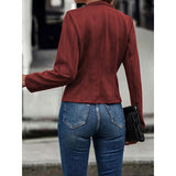 Women's Faux Suede Blazer - Long Sleeve Notch Lapel Open Front Jacket, Casual Business Office Blazer