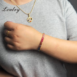 Lxalry 18K Gold Plated Copper Rainbow Zircon Bracelet - Colorful Gem Tennis Chain For Gifting & Everyday Glam - Non-Tarnish, Hypoallergenic, Y2K Trending Jewelry