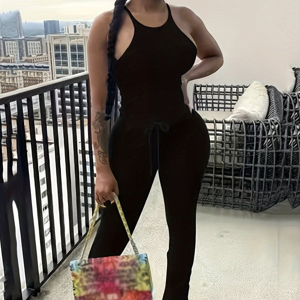 Women's Solid Color Slim Fit Fashionable Vest And Pants Set