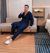 Conjunto de bata de terciopelo de fibra para hombre 