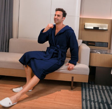 Conjunto de bata de terciopelo de fibra para hombre 