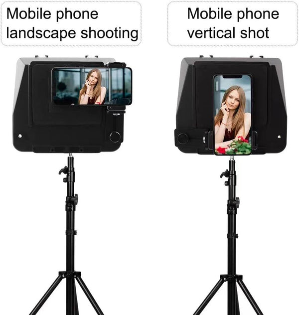 Portable Smartphone SLR Camera Teleprompter With Mobile Phone Holder Remote Control Video Recording Live Interview Stage Speech Video Production Tool