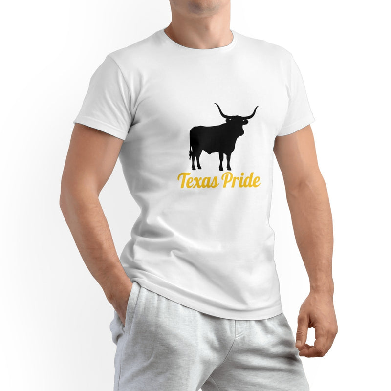 White Bullfighting Printed Men's Pure Cotton T-shirt - Casual Round Neck, Slightly Elastic, Suitable For Summer Knitted Fabric, Classic Fit Adult Shirt, Couple's Shirt