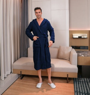 Conjunto de bata de terciopelo de fibra para hombre 