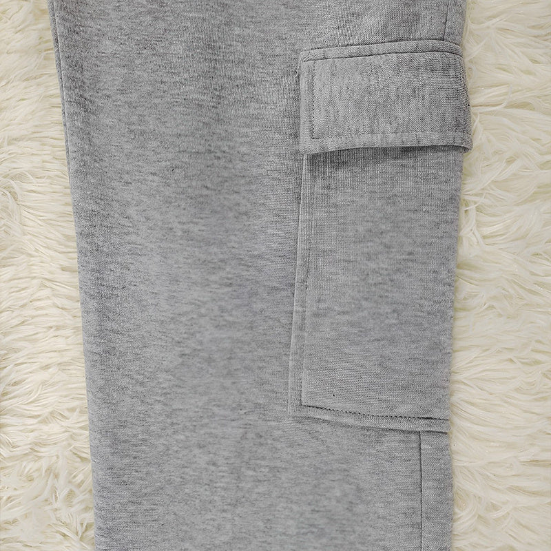 Pantalones rectos de color liso para mujer: cintura elástica con cordón y bolsillos dobles, pantalones casuales para primavera y otoño.