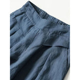 Women's Wide Leg Palazzo Pants Cotton Linen Elastic Waist Casual Pants Breathable Summer Trousers With Pockets