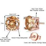 1 Pair Of Rose Gold Tone Citrine Royal Trip Jewelry Eternal Stud Earrings, Perfect Gift For Birthday, Christmas, Chinese New Year's Eve, Anniversary, Mother's Day