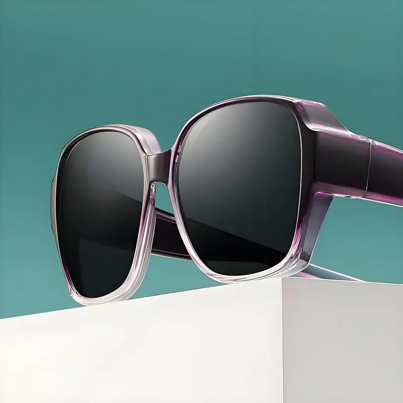 Dual-Use Clip-On Fashion Glasses - Crystals, Stylish Rectangular Design, Unisex, Driving Accessories, Eyewear Accessories-Selling On Temu Is Prohibited