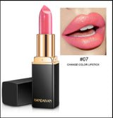 Lápiz labial metálico brillante, perlado, con cambio de temperatura de color, lápiz labial dorado