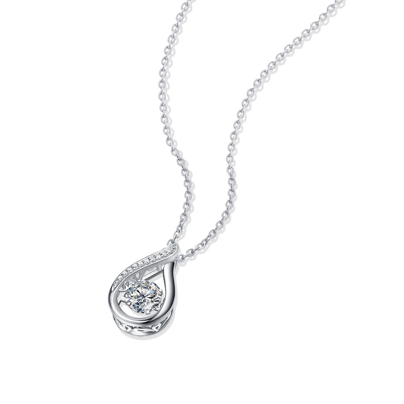 Dynamic - A Fashionable And Trendy Jewelry Necklace Pendant Set With 1-carat Moissanite S925 Sterling Silver And Platinum Plating