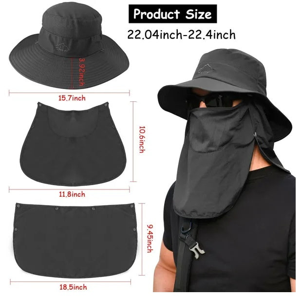 Sombrero de ala ancha con protección UV para senderismo, camping, pesca y safari para hombre