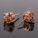 1 Pair Of Rose Gold Tone Citrine Royal Trip Jewelry Eternal Stud Earrings, Perfect Gift For Birthday, Christmas, Chinese New Year's Eve, Anniversary, Mother's Day
