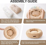 MEWOOFUN Donut Cat Bed - Washable Round Pet Bed For Indoor Cats & Kittens, Fluffy Non-Slip Calming Bed For Small Dogs, Light Brown