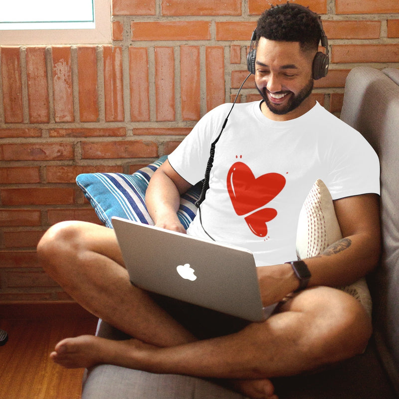 Love Men's Pure Cotton T-shirt - Casual Round Neck, Slightly Elastic, Suitable For Four Seasons Knitted Fabric, Classic Fit Adult Shirt, Couple's Shirt