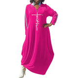 Plus Size Women's Clothing L-5XL Casual Maxi Dress Fashion Print Woman Dresses Long Sleeve Fall Clothes Wholesale Dropshipping