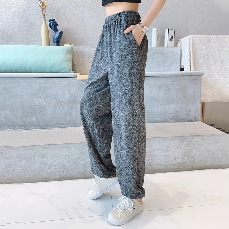 2XL-7XL брюки женские New Plus Fat Large Size Home Wear Wide Leg Sleep Trousers Spring Autumn Cotton Pants Female Pijama Mujer