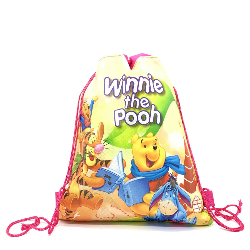 8/16/24/50PCS Winnie Pooh Decoration Birthday Party Beautiful Non-Woven Fabric Drawstring Gift Bags Birthday Supplies For Kids