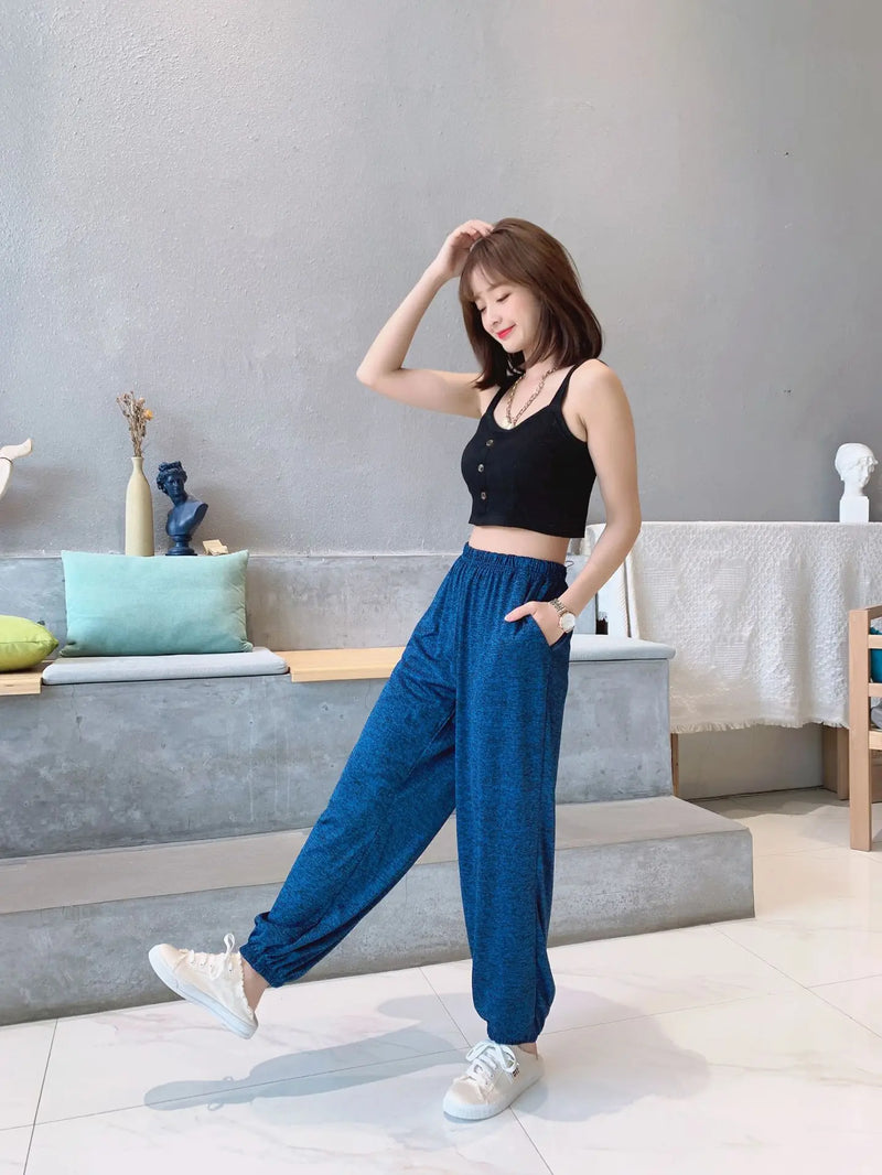 2XL-7XL брюки женские New Plus Fat Large Size Home Wear Wide Leg Sleep Trousers Spring Autumn Cotton Pants Female Pijama Mujer