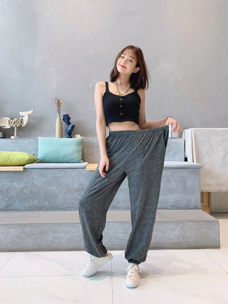2XL-7XL брюки женские New Plus Fat Large Size Home Wear Wide Leg Sleep Trousers Spring Autumn Cotton Pants Female Pijama Mujer