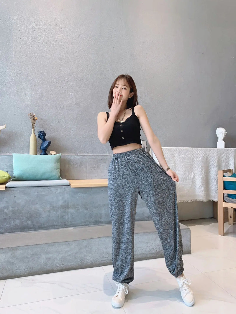 2XL-7XL брюки женские New Plus Fat Large Size Home Wear Wide Leg Sleep Trousers Spring Autumn Cotton Pants Female Pijama Mujer