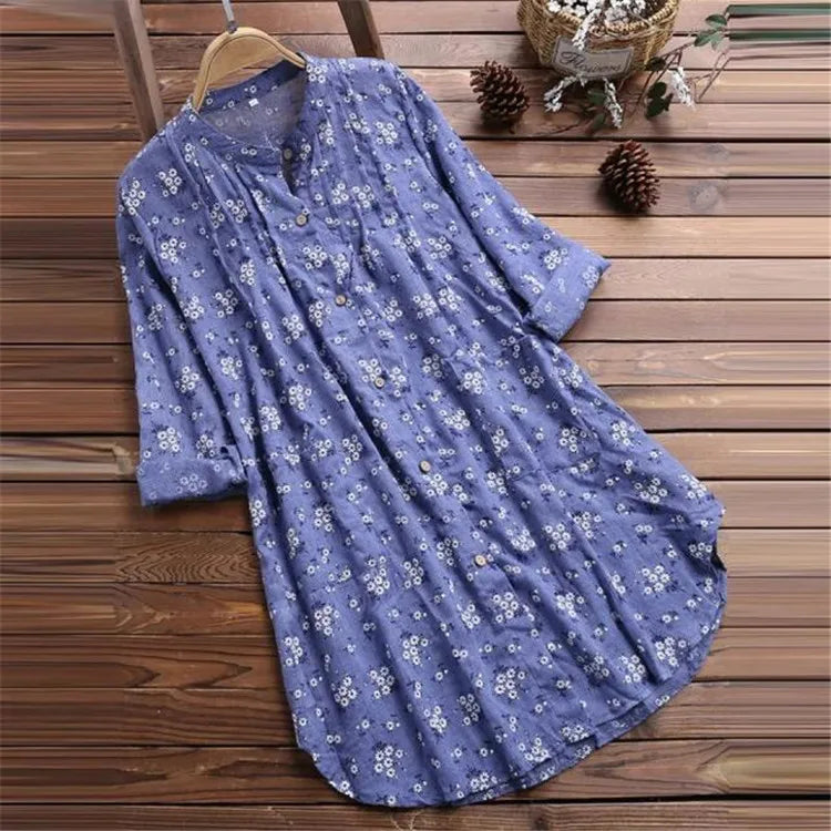 5XL -S  Large Size Blouse Tunic Women Beach Cover Up 2025 Woman Shirts Summer Dress Flower Print Swim Cover-up Tops Beachwear
