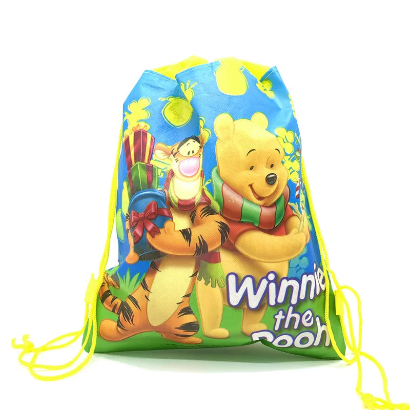 8/16/24/50PCS Winnie Pooh Decoration Birthday Party Beautiful Non-Woven Fabric Drawstring Gift Bags Birthday Supplies For Kids