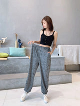 2XL-7XL брюки женские New Plus Fat Large Size Home Wear Wide Leg Sleep Trousers Spring Autumn Cotton Pants Female Pijama Mujer