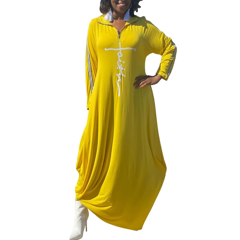 Plus Size Women's Clothing L-5XL Casual Maxi Dress Fashion Print Woman Dresses Long Sleeve Fall Clothes Wholesale Dropshipping