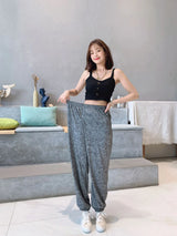 2XL-7XL брюки женские New Plus Fat Large Size Home Wear Wide Leg Sleep Trousers Spring Autumn Cotton Pants Female Pijama Mujer