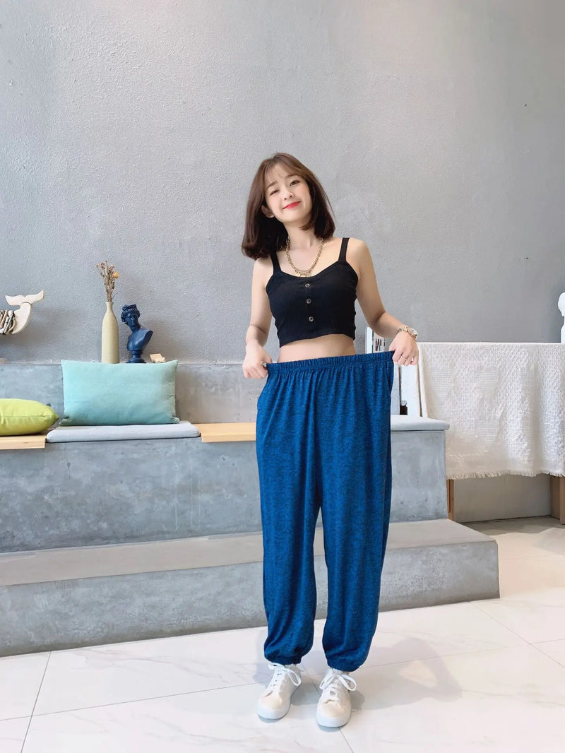 2XL-7XL брюки женские New Plus Fat Large Size Home Wear Wide Leg Sleep Trousers Spring Autumn Cotton Pants Female Pijama Mujer