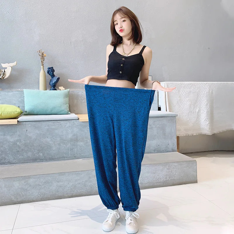 2XL-7XL брюки женские New Plus Fat Large Size Home Wear Wide Leg Sleep Trousers Spring Autumn Cotton Pants Female Pijama Mujer