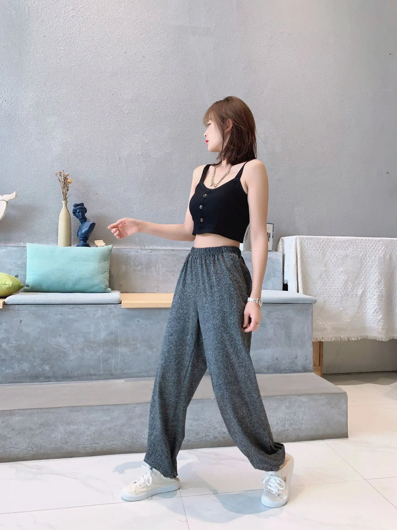 2XL-7XL брюки женские New Plus Fat Large Size Home Wear Wide Leg Sleep Trousers Spring Autumn Cotton Pants Female Pijama Mujer