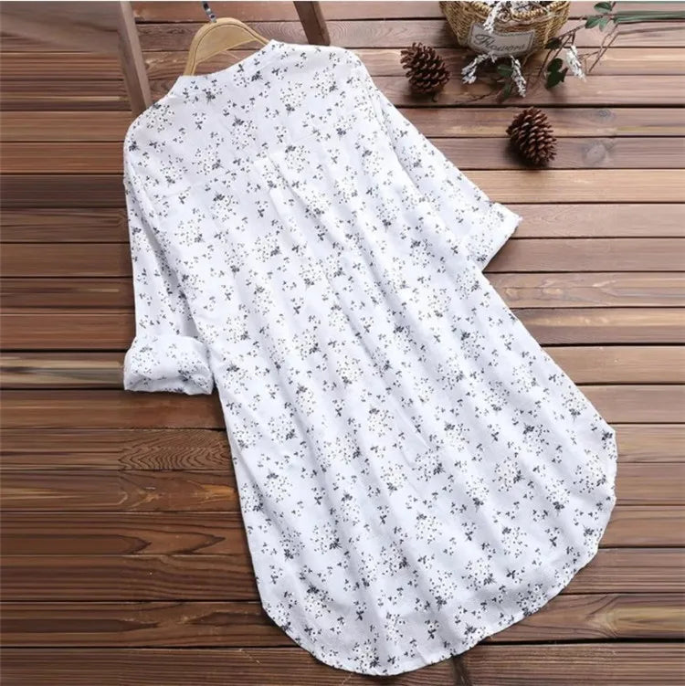 5XL -S  Large Size Blouse Tunic Women Beach Cover Up 2025 Woman Shirts Summer Dress Flower Print Swim Cover-up Tops Beachwear