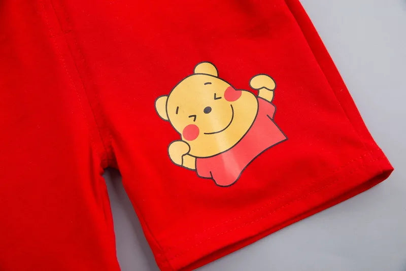 Baby Boys Cotton Clothing Sets Kids Cute Cartoon Winnie The Pooh Summer Suits T-Shirt Shorts Clothes Children 0 1 2 3 4 Years