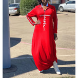 Plus Size Women's Clothing L-5XL Casual Maxi Dress Fashion Print Woman Dresses Long Sleeve Fall Clothes Wholesale Dropshipping