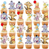 25pcs Winnie the Pooh Cake Topper、Cupcake Toppers, Winnie the Pooh Birthday Decorations，Winnie the Pooh Theme Party Supplies, Po