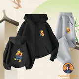 Winnie The Pooh Spring Autumn Cute 2Pcs Casual Hoodie+Pants Tracksuits 3-14 Years Boys Girls Outfits Children Clothes