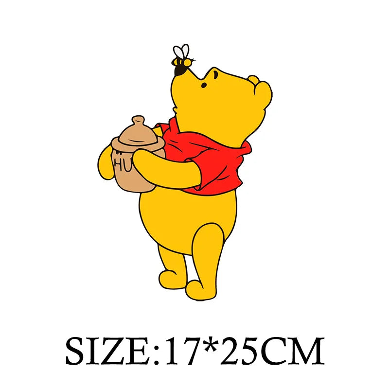 Winnie the Pooh Bear Cartoon Patches for Clothes Heat Transfer Thermal Stickers DIY Kids T shirt Iron on for Women Appliqued