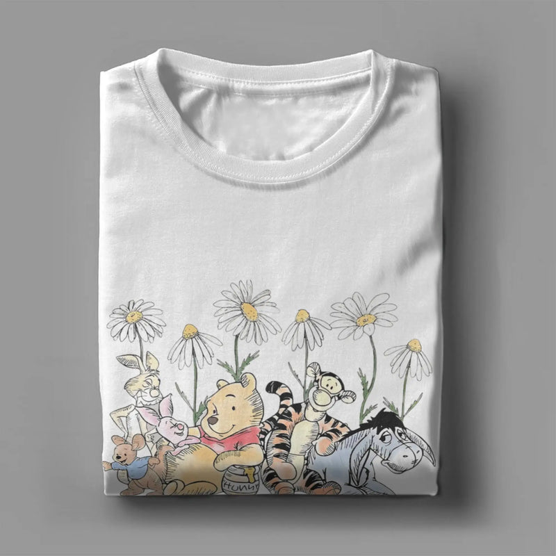 Winnie the Pooh Bear Friends EST 1926 T Shirts Men Cotton Male T-Shirt Round Neck Eeyore Tigger Piglet Tee Shirt merch Big Size
