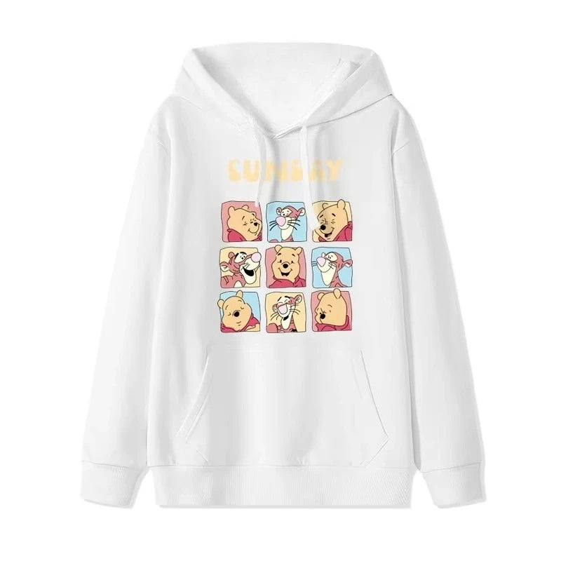 2025 Cartoon Winnie The Pooh Fashionable and Simple Women's Hoodies, Loose and Comfortable Couple Hooded Printed Hoodies