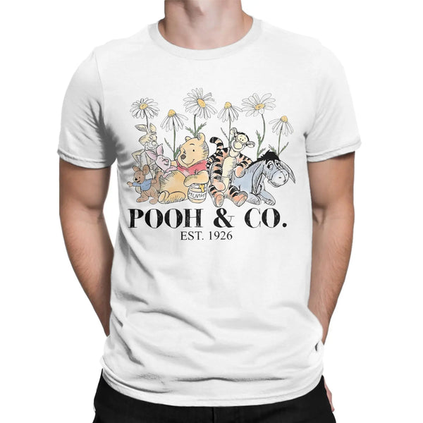 Winnie the Pooh Bear Friends EST 1926 T Shirts Men Cotton Male T-Shirt Round Neck Eeyore Tigger Piglet Tee Shirt merch Big Size