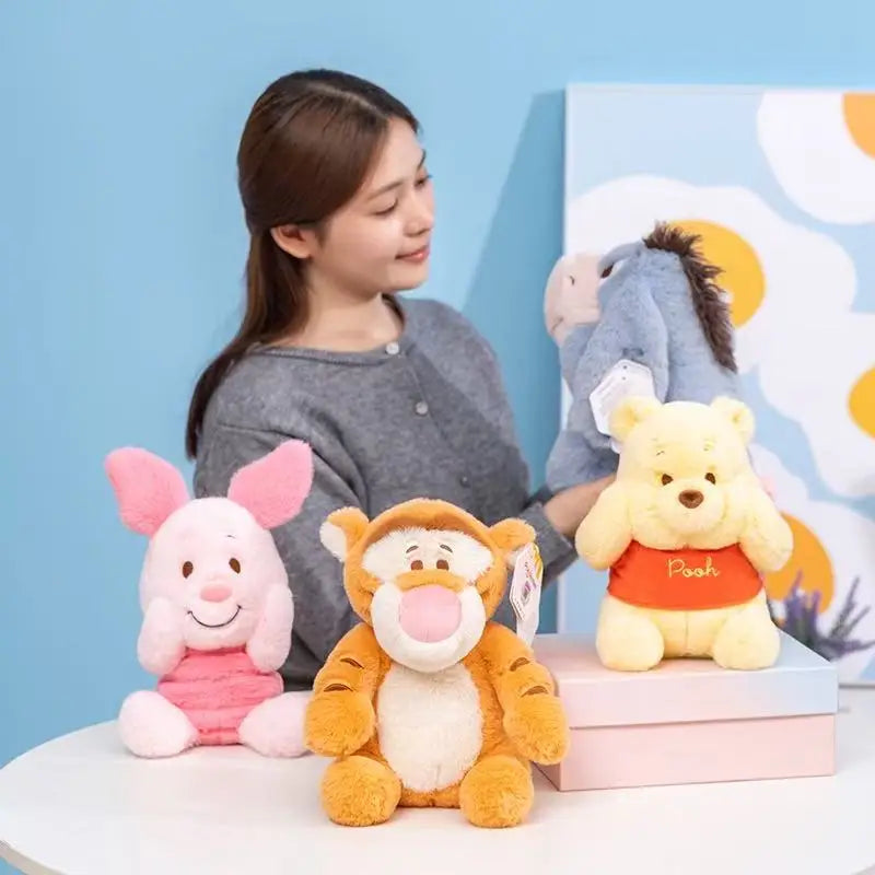 New MINISO Winnie the Pooh series stuffed plush toys, cute cartoon dolls, fun collectibles, perfect birthday gifts for kids.