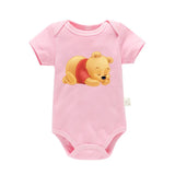 Cute Winnie the Pooh Bear Cartoon Toddler Jumpsuit Baby Girl Boy Black Cotton Clothes Kawaii Summer Newborn Baby Romper