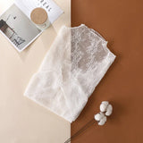 S-XL New Women Floral Lace Shirt Spring Autumn Long Sleeve Sexy Mesh Bottoming Shirts Mock Neck Blouse T-Shirt Pullover Top