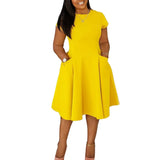 L-4XL Plus Size Clothes Dresses Women Robes Spring Summer Short Sleeve Street Style Casual 3XL Big Size Oversized Midi Dress