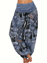 Plus Size 1XL-8XL Woman‘s Fashion  Multi-color Digital Printed Harem Pants Trousers Ladies Long Leg Wide Leg Pants Pants