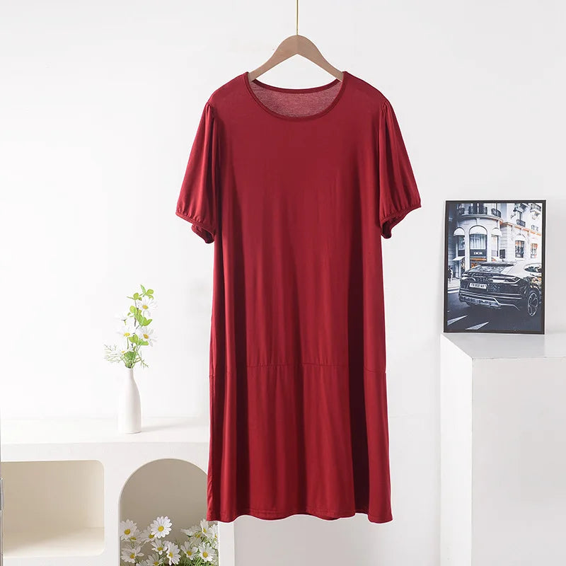 XL-8XL Plus Size Night Dress Woman New Short Sleeve Modal Sleepwear Women's Nightgowns Loose Comfort Night Wear Nightshirt
