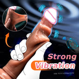 Vibration Sliding Foreskin Dildo USB Charging Suction Cup Strap on Dildo For Women and Man Realistic Silicone Penis GSpot Dildo